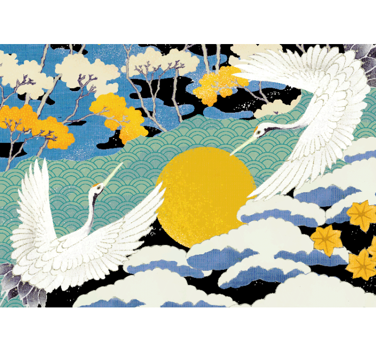 Gervės ir saulė gamtos sienų tapyba - „Tenstickers“