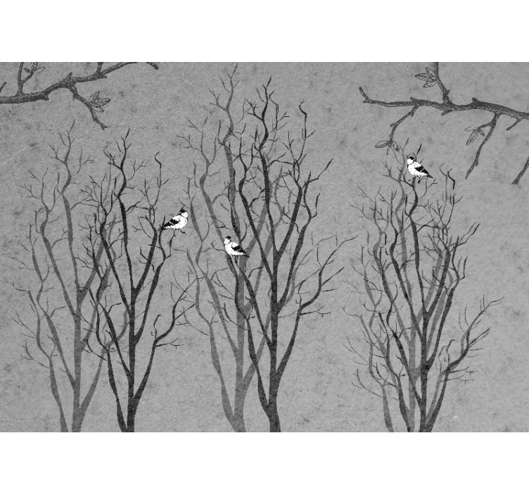 Medžių sienų freskos Šakelės su paukščiais - „Tenstickers“