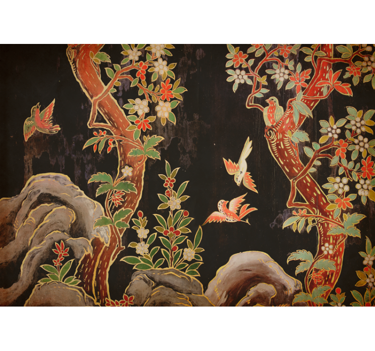 Gražūs paukščiai šakose sieninė freska - „Tenstickers“