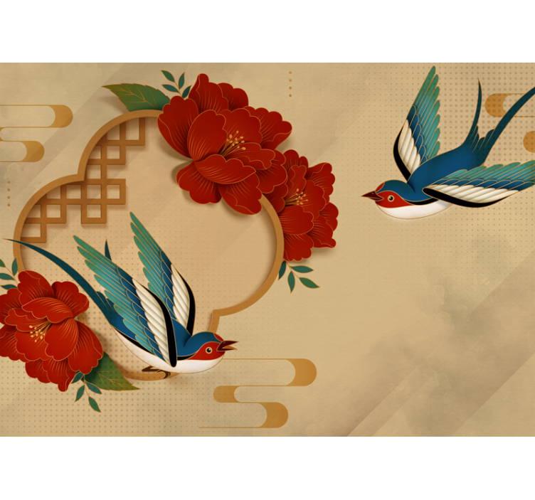 Gėlių sienos freska gervuogės ir Žiedai - „Tenstickers“