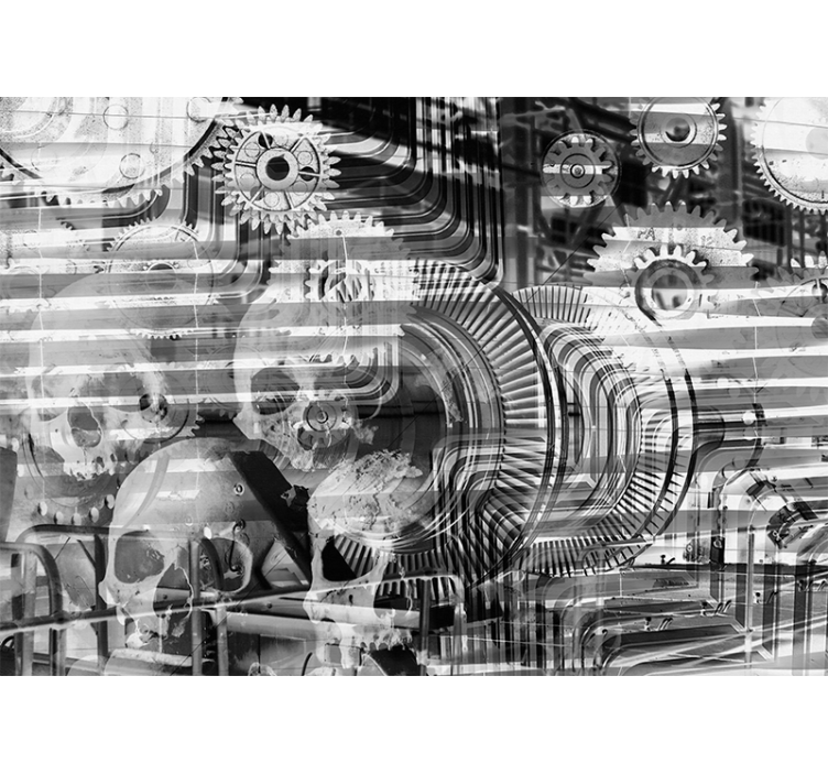 Abstraktus sienų freska mechaninių kaukolių raštai - „Tenstickers“