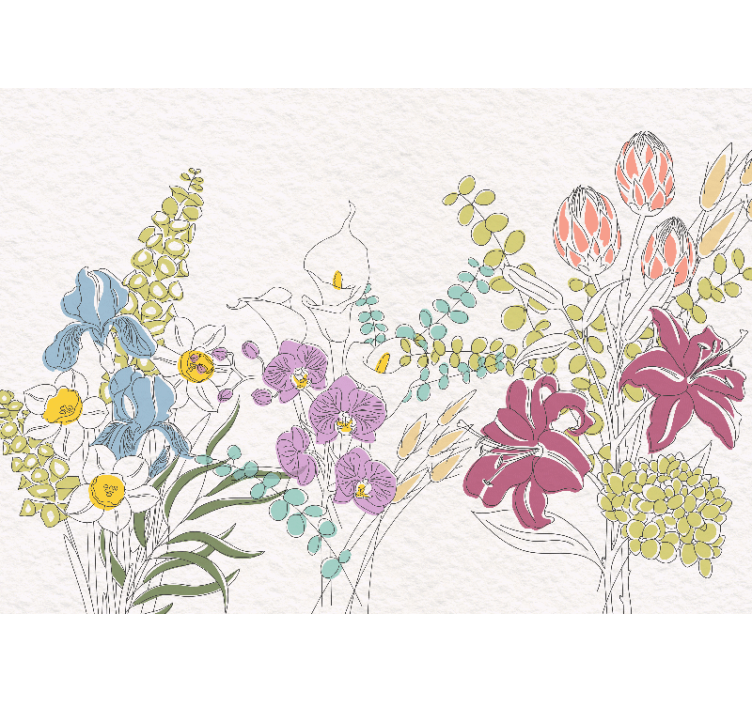 Dekoratyvinės gėlės panoraminė sieninė freska - „Tenstickers“