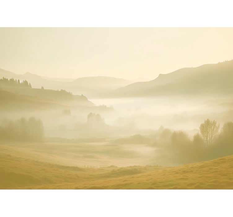 Smėlio spalvos ir migloti vaizdai kalnų sienos freska - „Tenstickers“