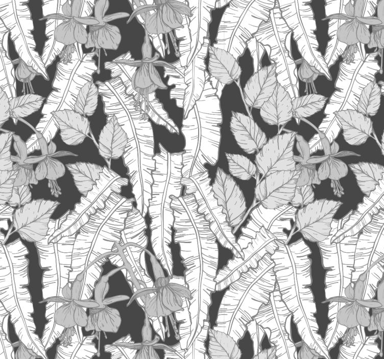 Pilkas atogrąžų miško dizainas ofiso sienų freska - „Tenstickers“