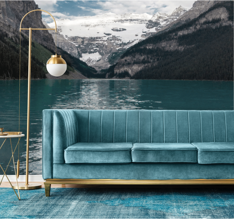 3d kalnų peizažas, upė 3d sieninė freska - „Tenstickers“