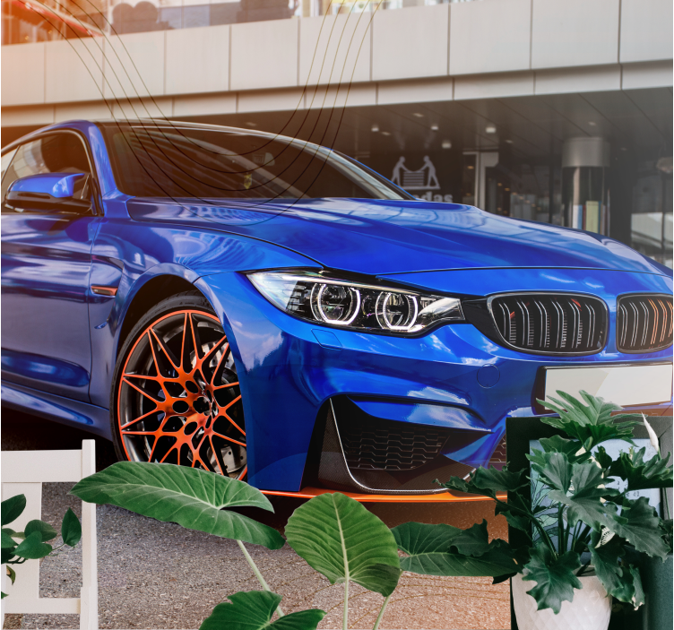 3d mėlynos ir oranžinės spalvos automobilio sieninė tapyba - „Tenstickers“