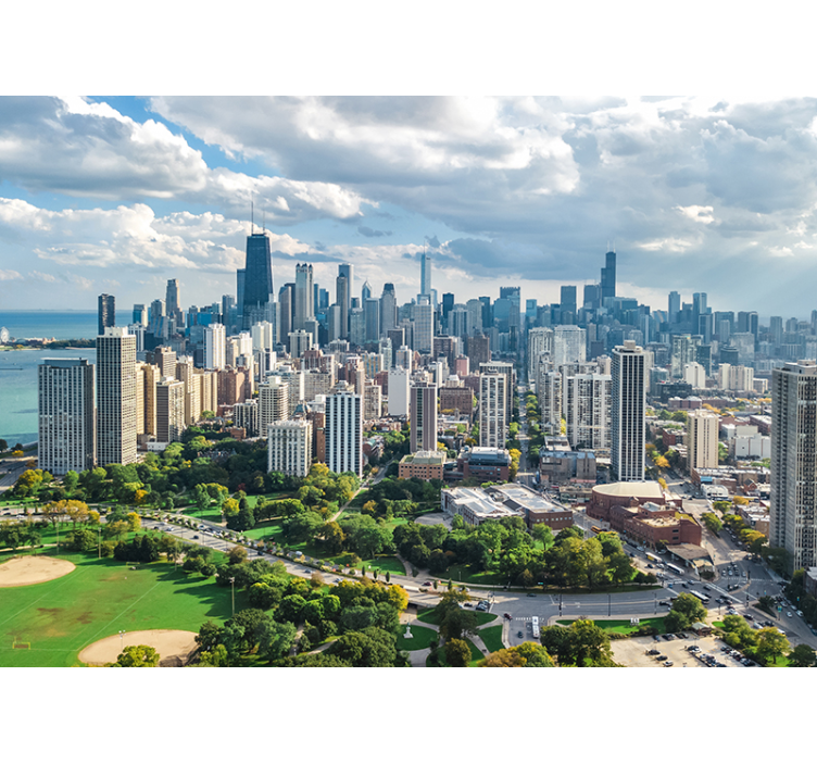 Čikagos panoramos miesto sienų freska - „Tenstickers“