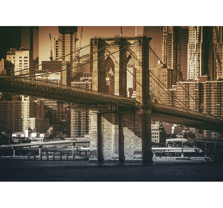 Niujorko sienų freska brooklyn bridge oro perspektyva - „Tenstickers“
