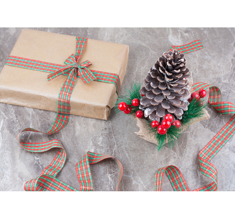 Kalėdiniai sienų freska su šventiniais pušų kankorėžiais - „Tenstickers“