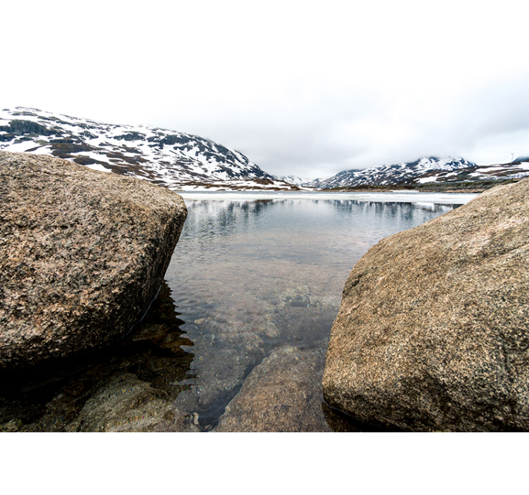 Norvegijos upės ir kalnų ežero sienos freska - „Tenstickers“