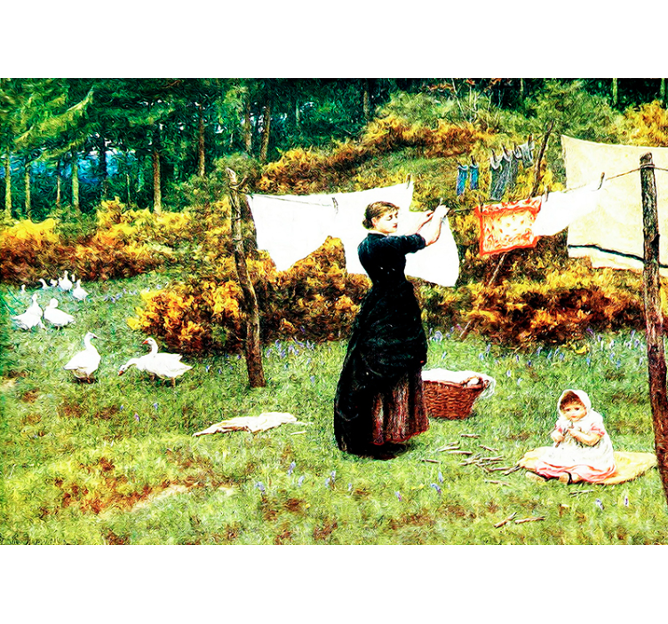 Moteris kabina skalbinius klasikinė meninė sienų freska - „Tenstickers“