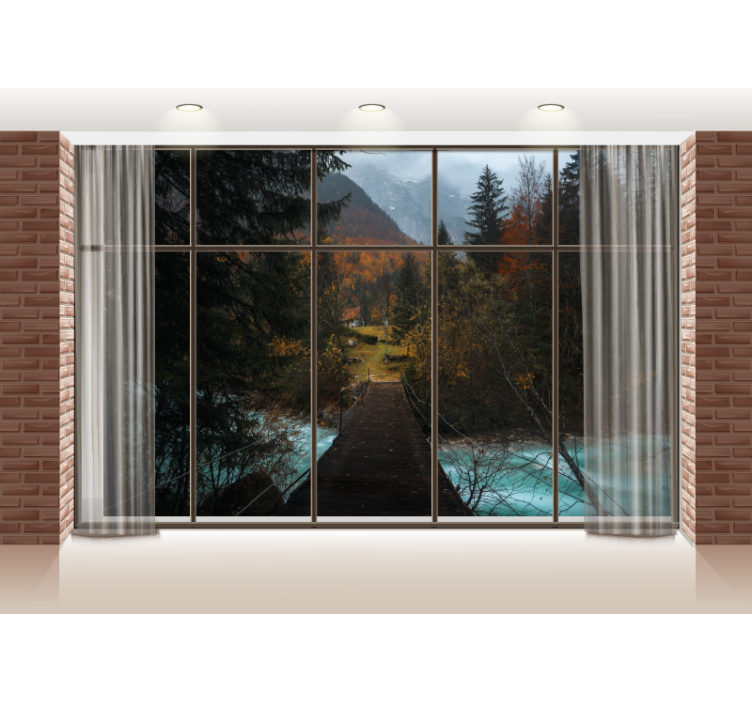 Langas su vaizdu į mišką medžio paveikslas - „Tenstickers“