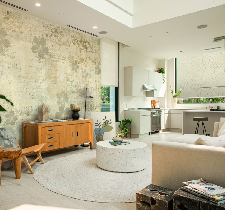 Subtilūs gėlių raštai gyvenamojo kambario sienų freska - „Tenstickers“