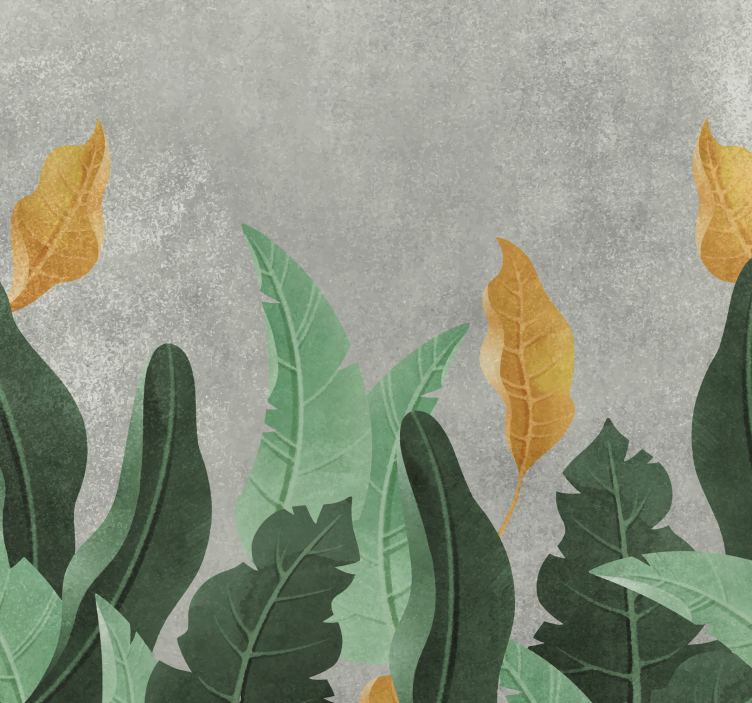 Augalai ant betono gyvenamojo kambario sienų freska - „Tenstickers“