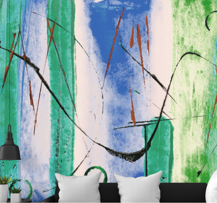 Abstraktus sienų freska dinaminiai linijų raštai - „Tenstickers“