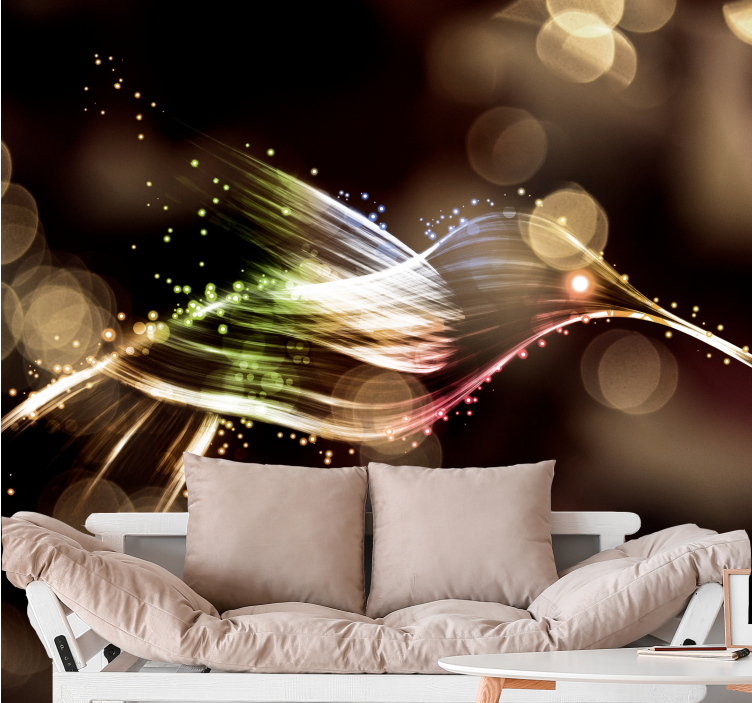 Abstraktus sienų freska dinamiškos šviesos bangos - „Tenstickers“