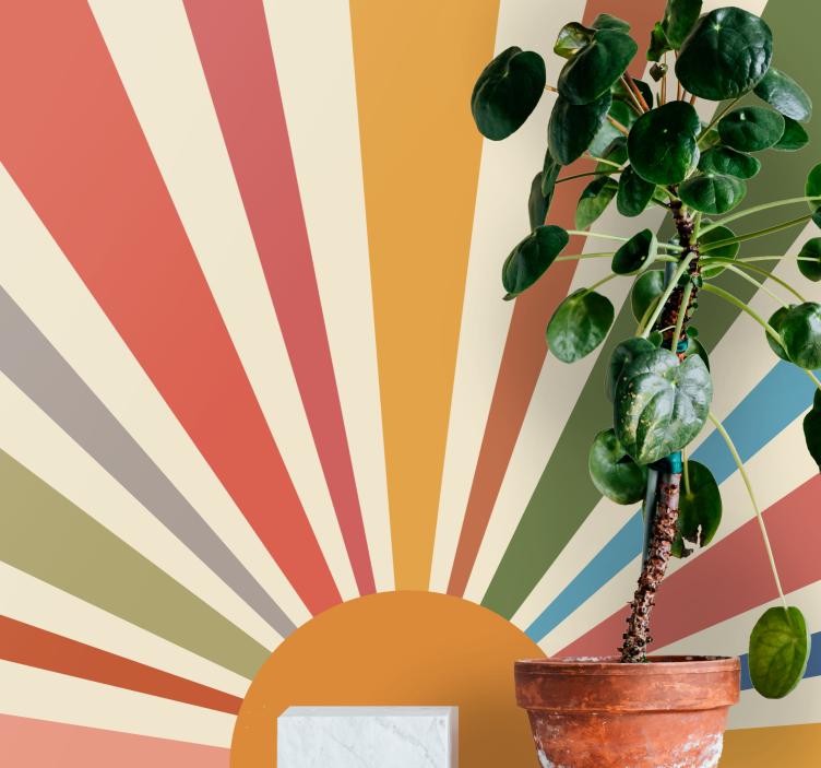 Abstraktus sienų freska saulėtekio spindulių raštas - „Tenstickers“