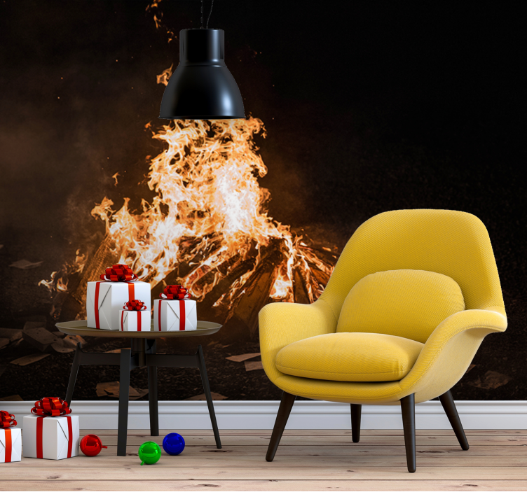 Abstraktus sienų freska ugnies laužo scena - „Tenstickers“