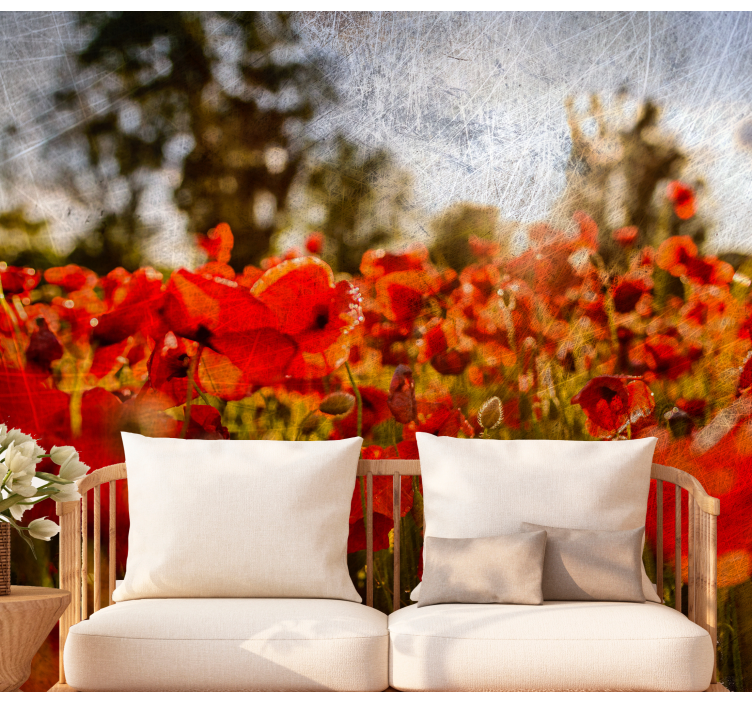 Aguonų sienų freska aguonų lauko žydėjimas - „Tenstickers“