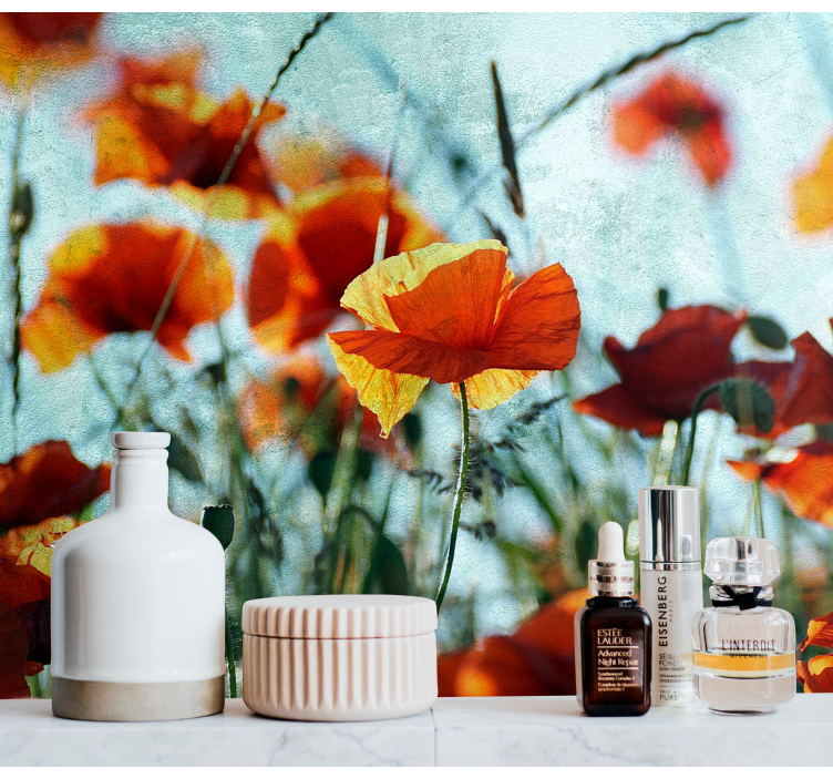 Aguonų sienų freska gyvybingos aguonų gėlės - „Tenstickers“