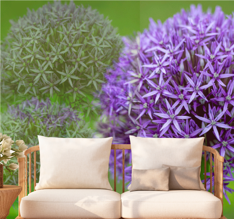 Aguonų sienų freska violetinių gėlių kompozicija - „Tenstickers“