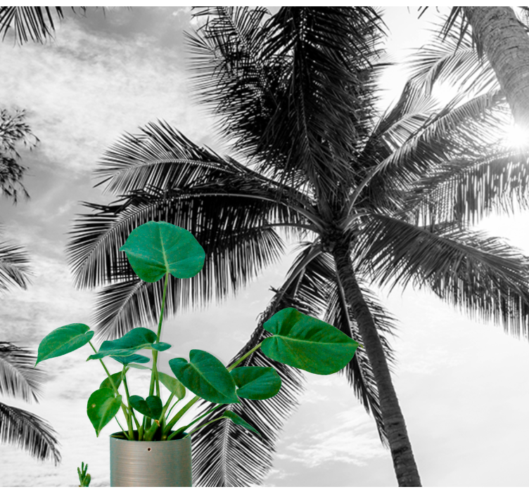 Atogrąžų palmių scena jūros gyvenimas sieninis freska - „Tenstickers“