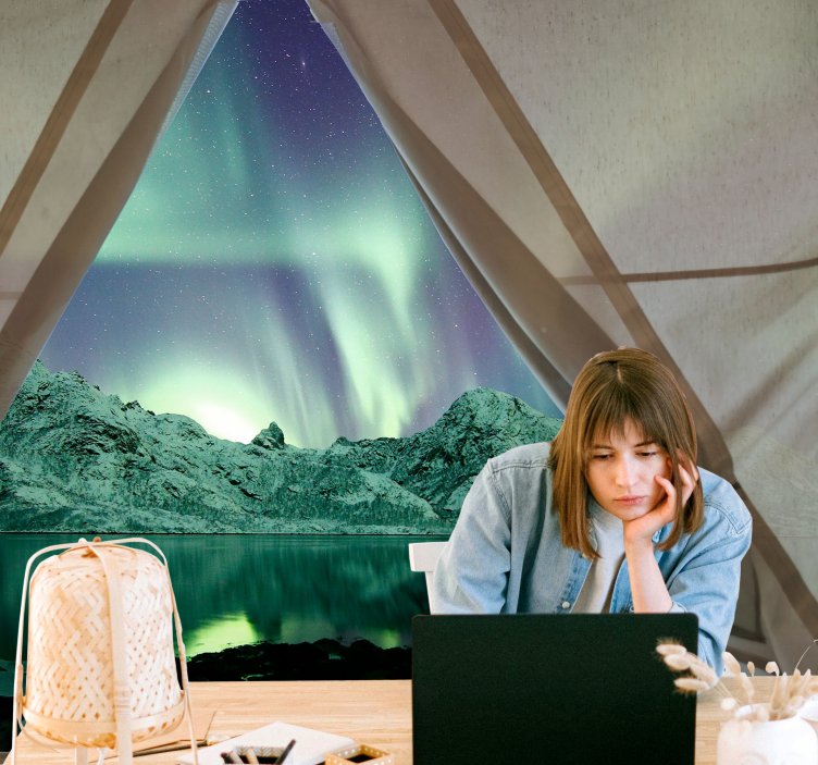 Aurora borealis vaizdas peizažo sienos freska - „Tenstickers“