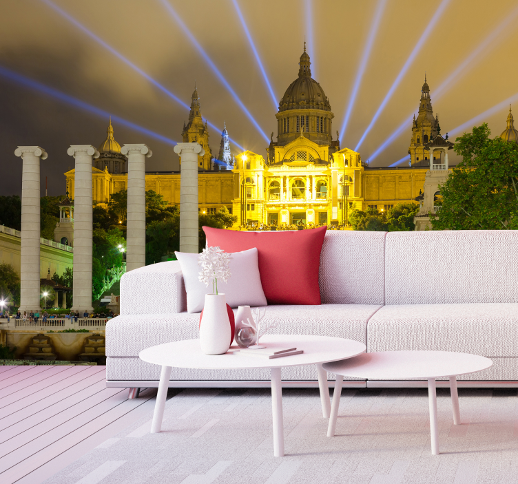 Barselonos naktiniai žibintai miesto sienų freska - „Tenstickers“