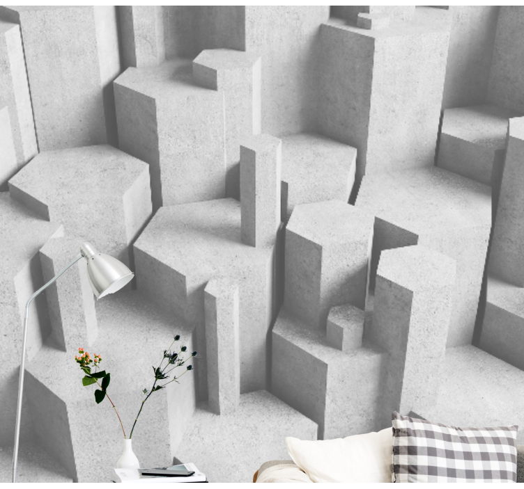 Betono geometrinės formos akmens sienos fototapetai - „Tenstickers“