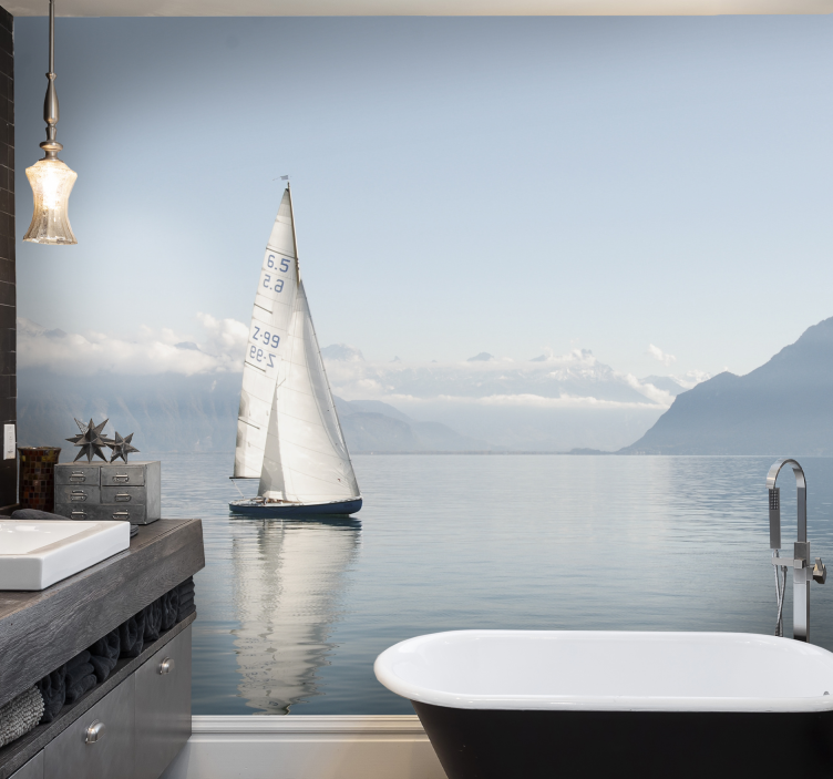 Burinė valtis rami jūra po jūros freskomis - „Tenstickers“