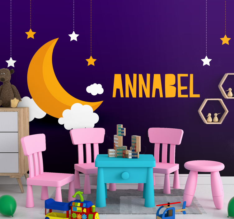 Dangaus kūnai ir žvaigždynai vaikų miegamojo sienų freska - „Tenstickers“