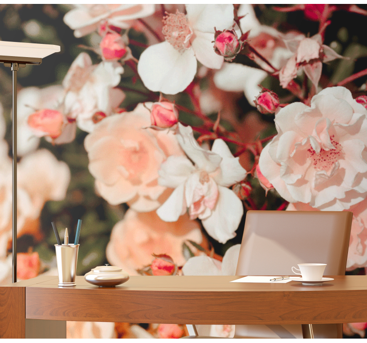 Daugybė gėlių rožinė sieninė tapyba - „Tenstickers“