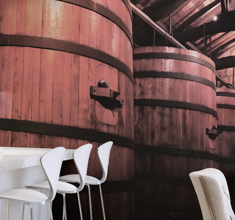 Didelis senas vyno statinių senovinis sieninis paveikslas - „Tenstickers“