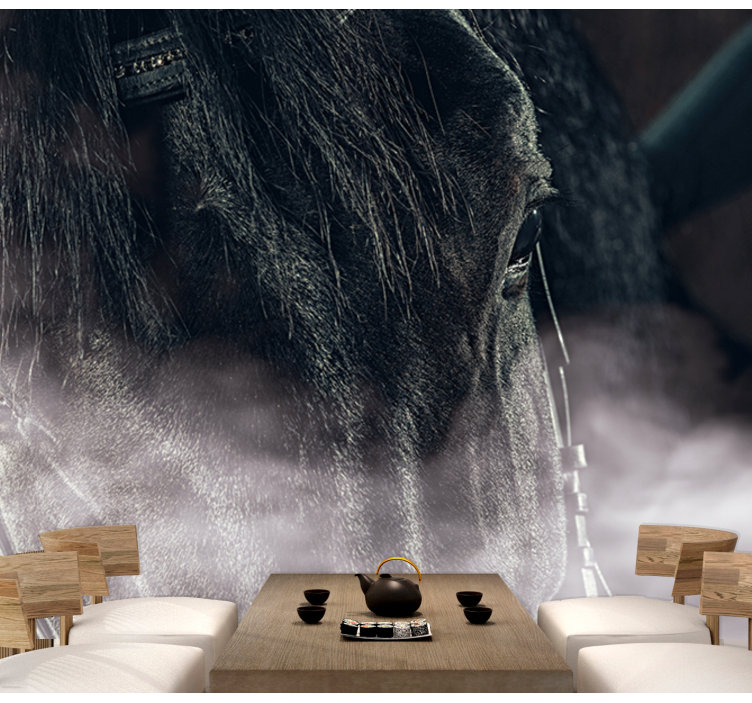 Didingas arklys stambaus plano gyvūnų sienų freska - „Tenstickers“