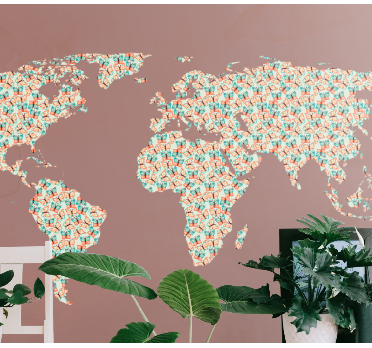 Drugeliu tapytas pasaulio žemėlapio paveikslas - „Tenstickers“