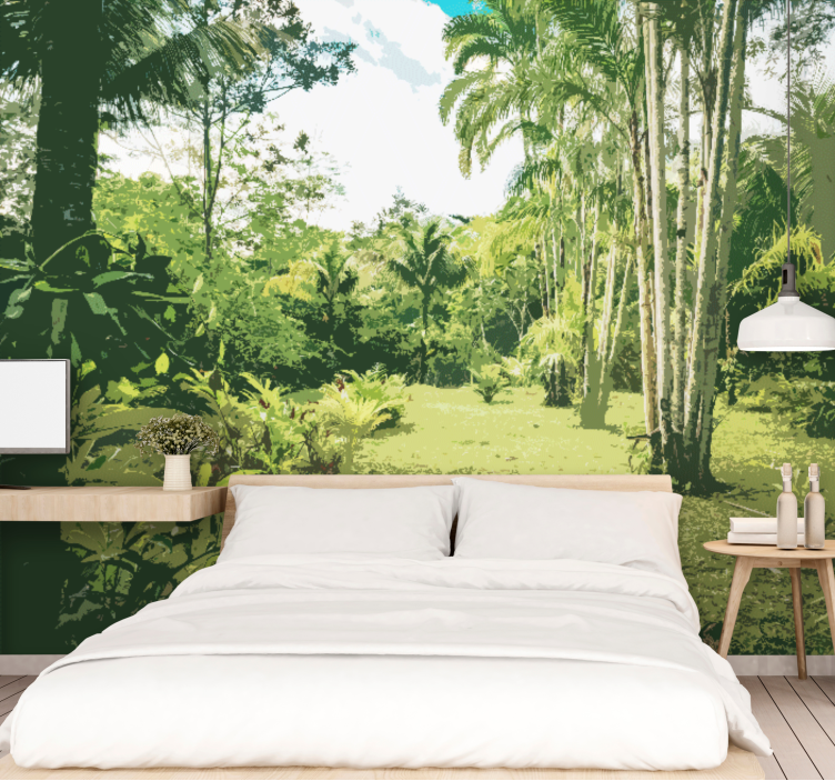 Džiunglės sienų freska vešlus tropinis kraštovaizdis - „Tenstickers“