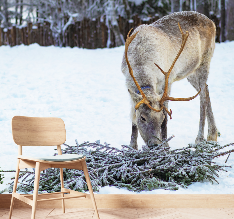 Elnias sniege gyvūnų sienų freska - „Tenstickers“
