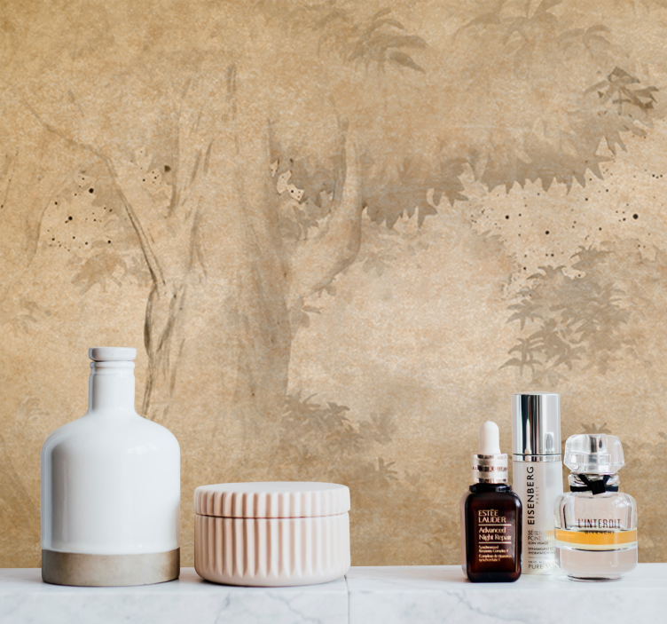 Gamtos sienų tapyba medžio silueto fone - „Tenstickers“