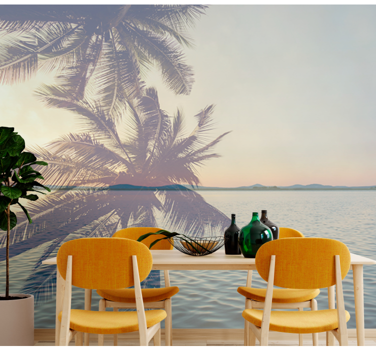 Gamtos sienų tapyba ramios palmės siluetas - „Tenstickers“