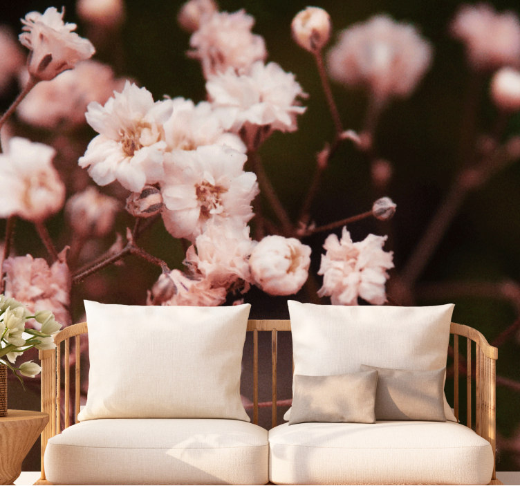 Gėlių sienos freska delikatus žydinčių gėlių motyvas - „Tenstickers“