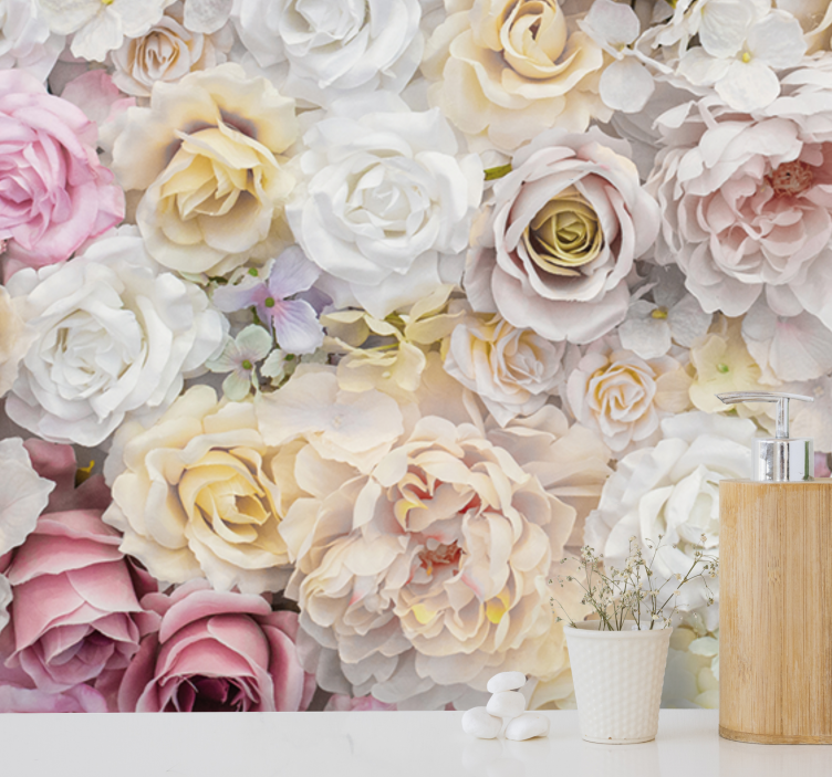 Gėlių sienos freska elegantiška rožių kompozicija - „Tenstickers“