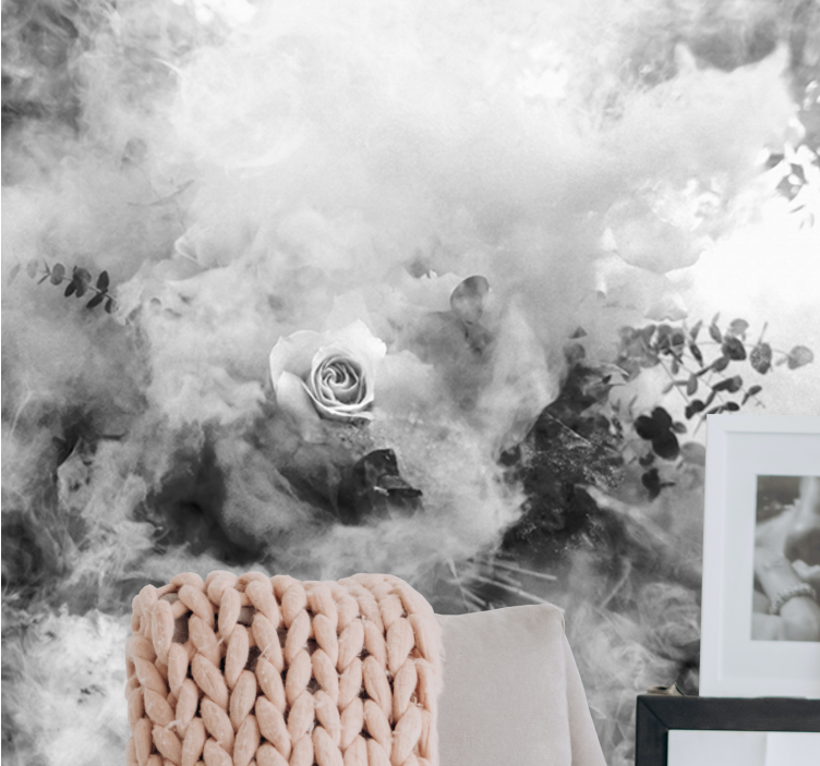 Gėlių sienos freska eterealus baltas rožė - „Tenstickers“