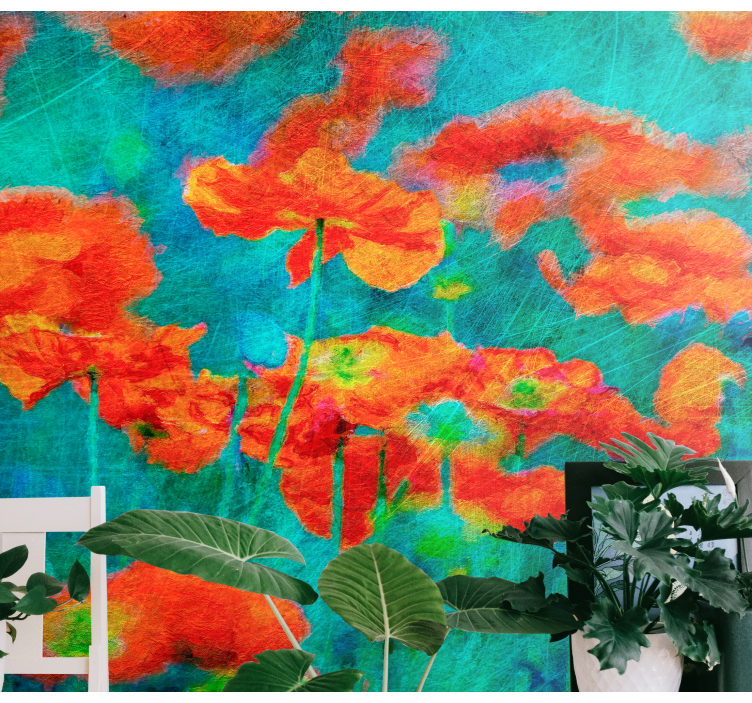 Gėlių sienos freska gyvybinga gėlių kompozicija - „Tenstickers“