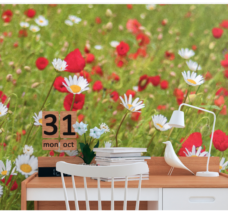 Gėlių sienos freska gyvybinga gėlių pieva - „Tenstickers“