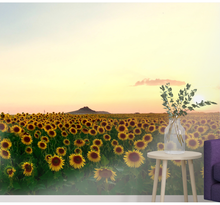 Gėlių sienos freska saulėgrąžų lauko sutemos - „Tenstickers“