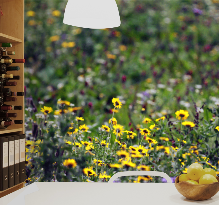 Gėlių sienos freska saulėtos pievos žydėjimas - „Tenstickers“