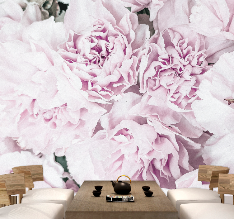 Gėlių sienos freska Švelnios rožinės gėlės - „Tenstickers“