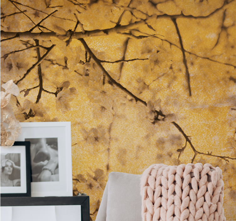 Gėlių sienos freska vyšnių žiedų šakelėmis - „Tenstickers“