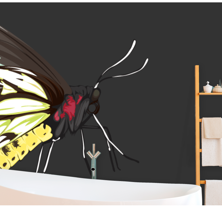 Geltono drugelio dizainas sienų freska - „Tenstickers“