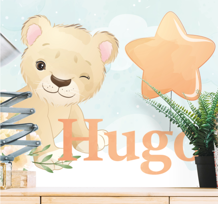 Gyvūnų sienų freska mielas liūtas - „Tenstickers“